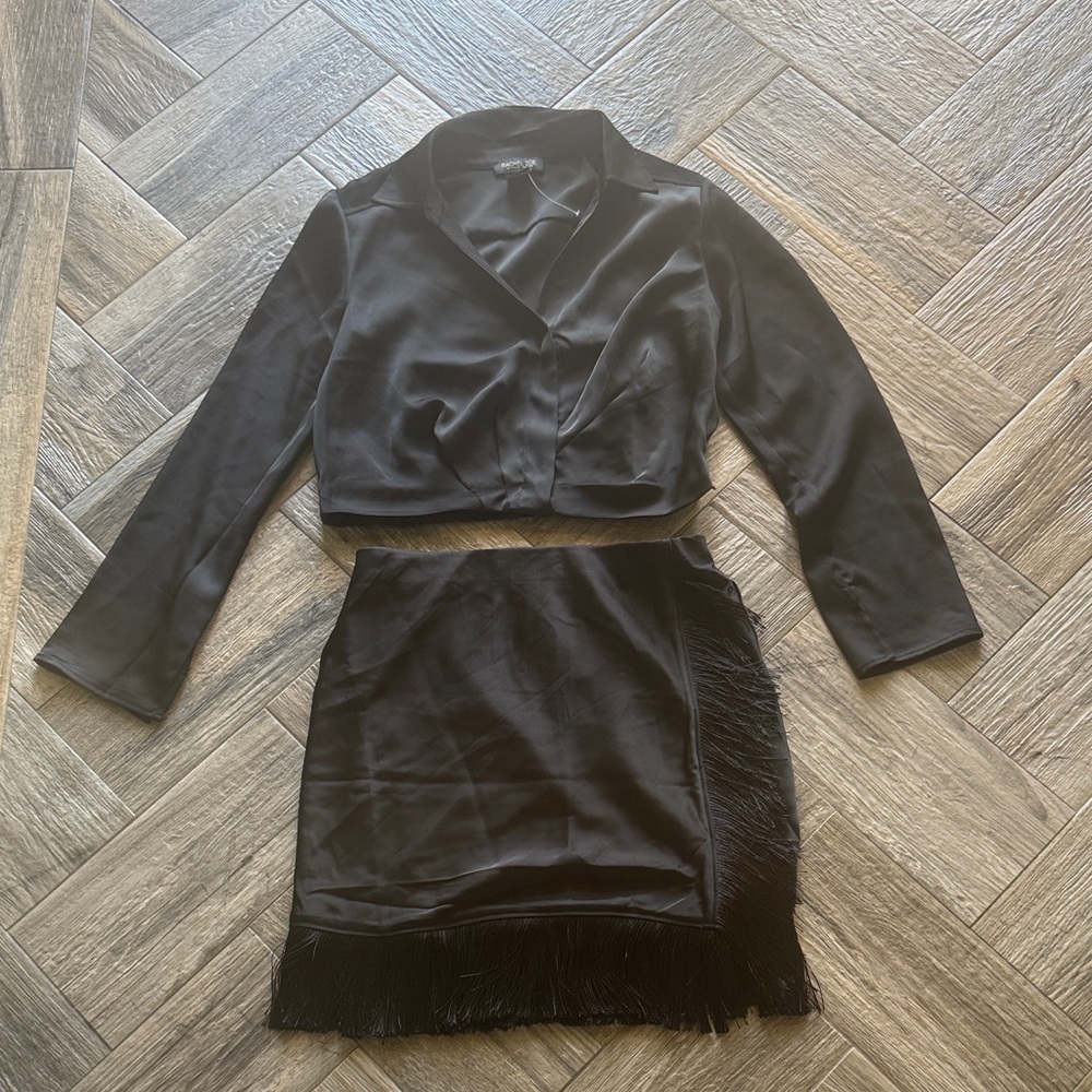 Perfect holiday set of Rachel Zoe Black Mini Skirt with Fringe